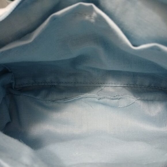 New Floral Birds Top handle Shoulder Bag Purse Blue White Crescent Baguette - Picture 4 of 7